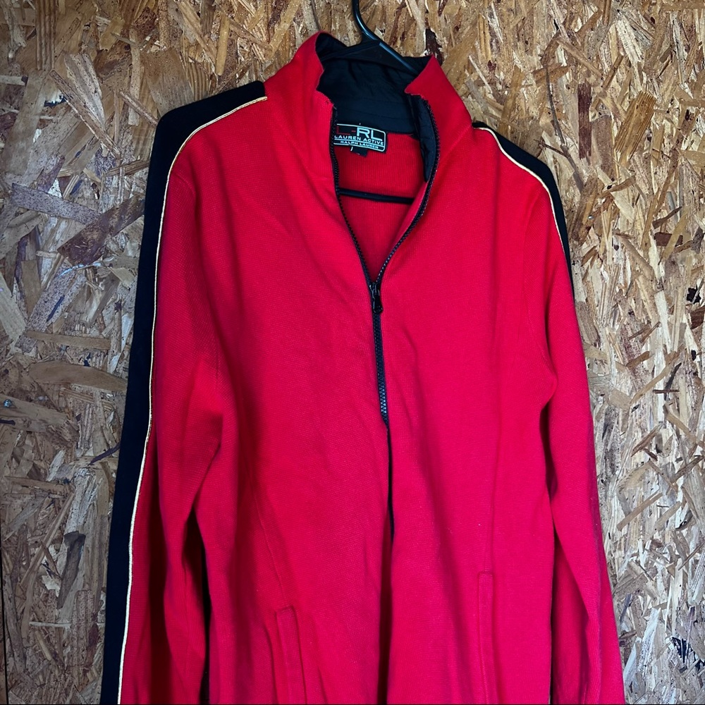 Lauren Ralph Lauren full zip sweatshirt red/gold womens XL - Picture 4 of 7